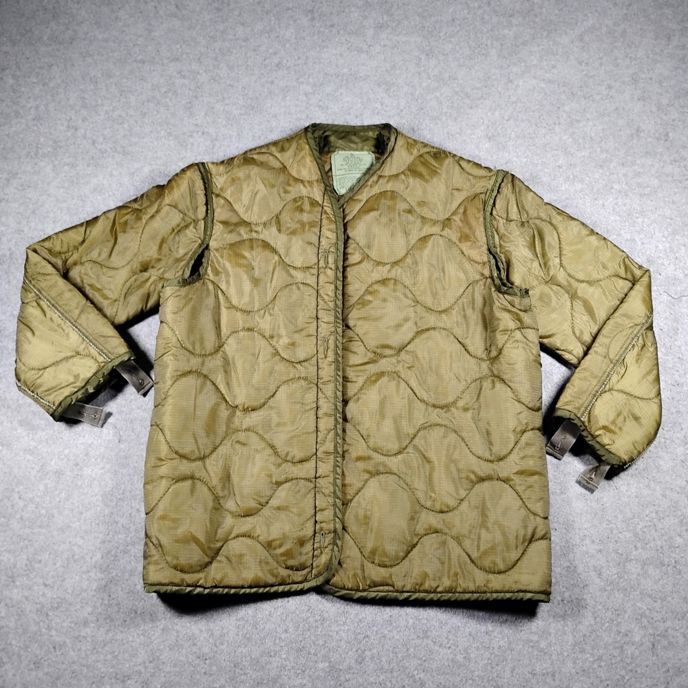 Vintage US Military Men's Olive Green M65 Field Jacket Quilted Liner Size Small